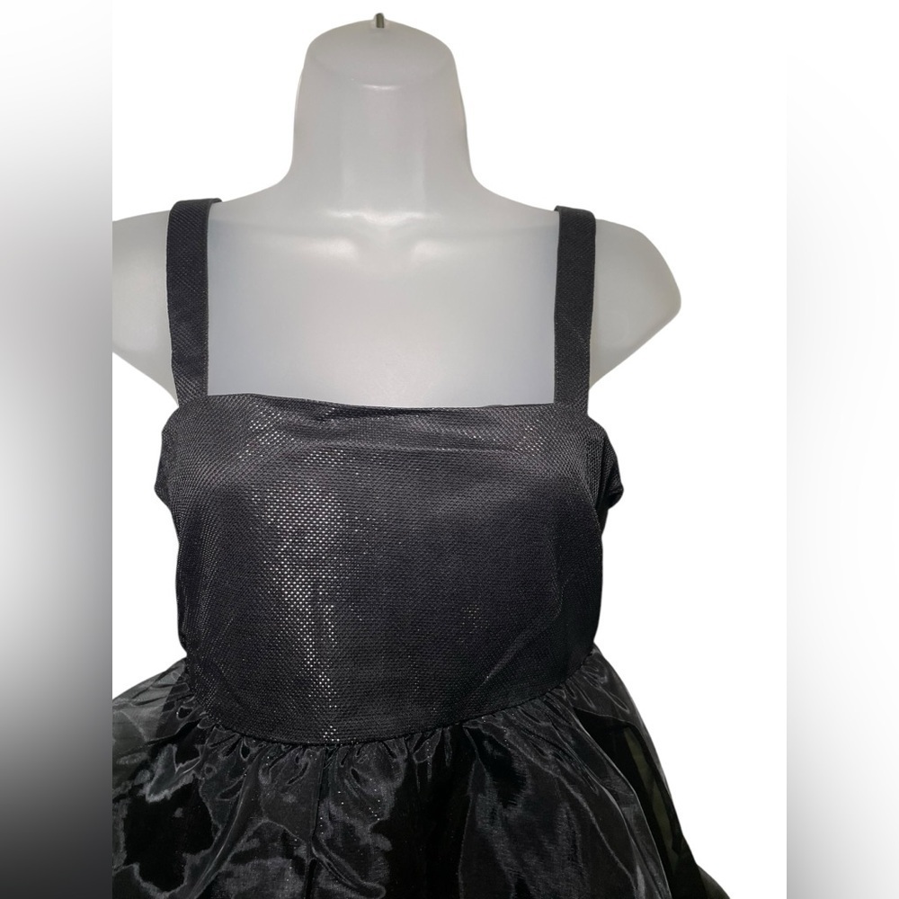 English Factory New NWT Black Empire Waist Tank Top With Organza Overlay Size S - Picture 2 of 5